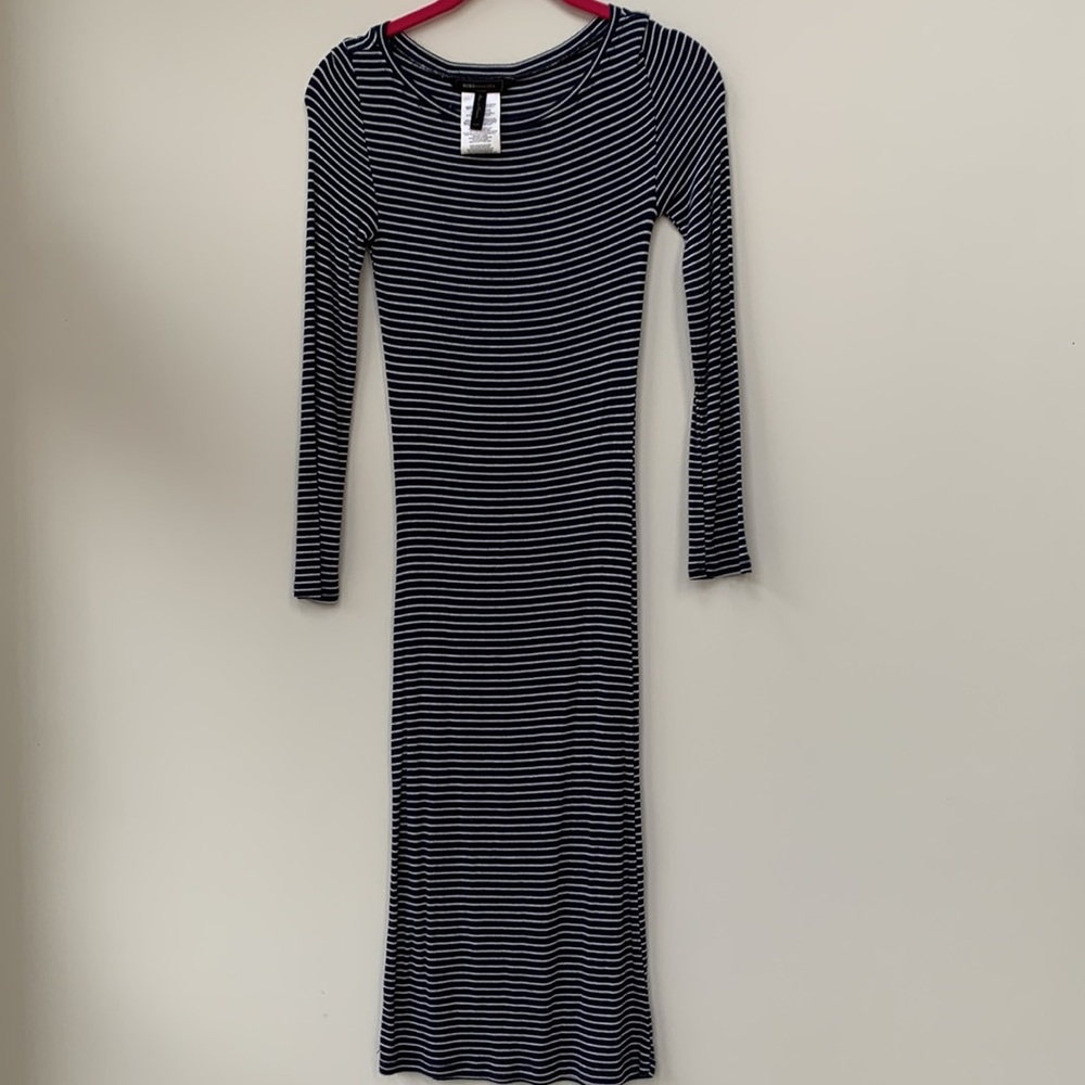 Bcbg maxazria stretch navy ribbed bodycon  dress